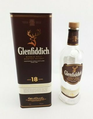 Glenfiddich 18 Year Single Malt Scotch Whisky Empty Bottle & Canister