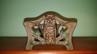 Antique Brass Art Nouveau Owl Book Ends 513 Sliding Adjustable Expandable VTG 2
