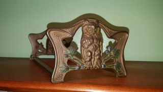 Antique Brass Art Nouveau Owl Book Ends 513 Sliding Adjustable Expandable VTG 3