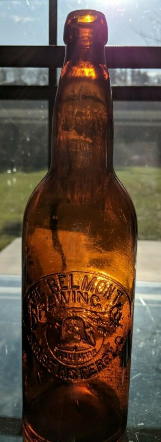 The Belmont Brewing Co Martins Ferry Ohio Oh Amber Quart Blob Top Beer Bell