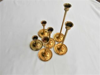 Vintage Set of 6 Solid Brass Candlesticks 2