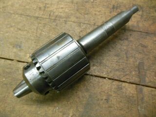 Vintage Jacobs Chuck 11 0 " - 3/8 " W 2 Morse Taper Shaft Old Boring Tool