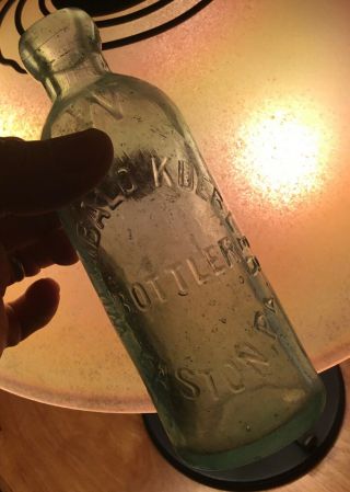 1800s Hutch Soda Bottle Embossed Willibald Kuebler Easton Pa Advertising