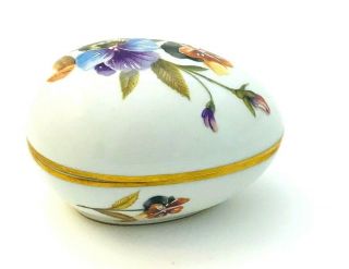 Vintage Egg Shaped Limoges Hand Painted French Porcelain Flower Trinket Box 3