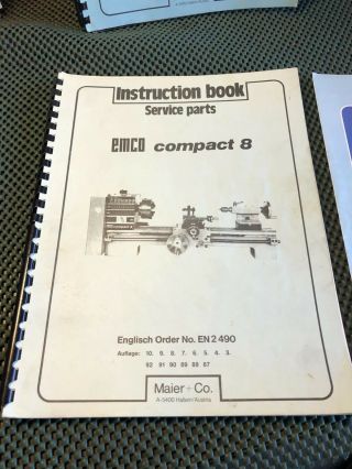 Vintage Emco Compact 8 Lathe Instruction Book And Brochure 2