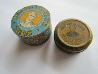 Dr.  Chase Catarrh Powder Tin & Dr.  Chase Tonic Container - W/ Contents