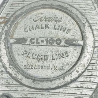 Vintage Evans Chalk Line CL - 100 Plumb Line w/ 16 oz Brass Plumb Bob 2