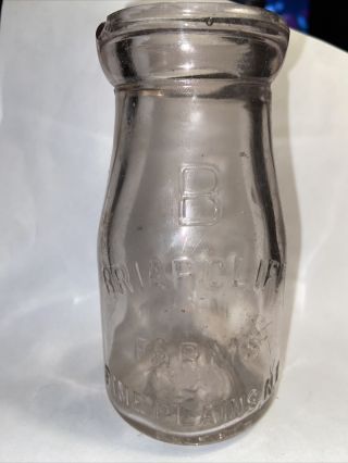 Briarcliff Farms Pine Plains Ny Embossed 1/2 Pint Milk Bottle