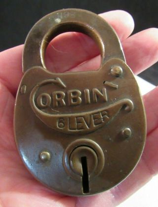 Vintage Antique Corbin Six 6 Levers Padlock Older Lock Usa
