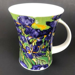 Dunoon Fine Bone China Mug Cup Coffee Impressionists Irises Purple Flowers 12 Oz