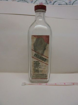 Vintage Dr.  G.  H.  Micel & Co.  Paratex Embalming Fluid Clear Glass Bottle