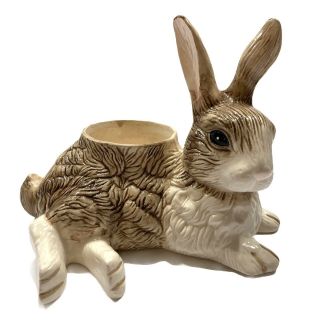 1995 Holland Floral Bunny Rabbit Floral Planter Ceramic Figurine