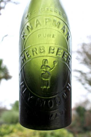 Vintage C1900s Knapman Herb Beer Plymouth Devon Woman Pict Glass Beer Bottle