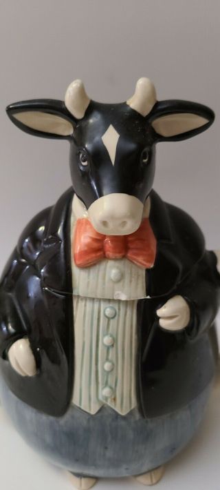 Vintage Otagiri Japan " Mr.  Holstein " Bull Hand Painted Ceramic Teapot