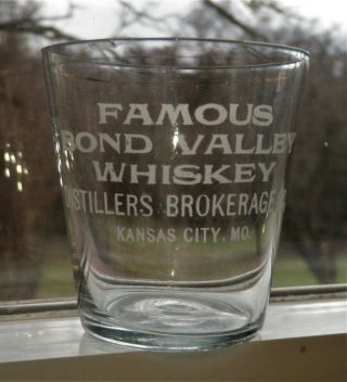 Kansas City Mo,  Pre Pro,  Etched Style Shot Glass,  Famous Bond Valley Whiskey