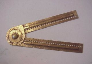 Vintage B & B Co.  Brass Advertising Folding Protractor Ruler - Patent 1,  690,  832