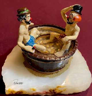 Ron Lee Clown Sculpture Two Hobos In A Tub