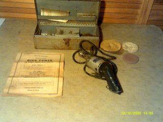 Vintage Hi - Power Model 77 - H Electric Drill Pet 1/4 " Chuck - Fine Case Plus