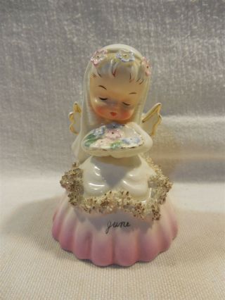 Vintage Napco Japan Ceramic June Birthday Girl Angel Bell S1307f
