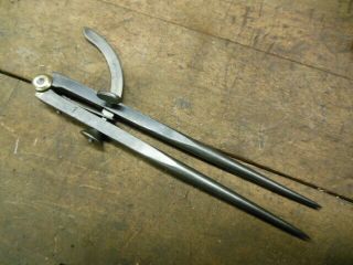 Vintage Cast Steel Wing Dividers Usa 7 " Old Scribe Tool
