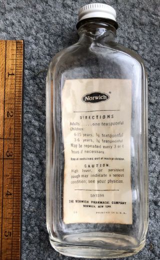 Vintage CODEINE Terpin Hydrate Cough Syrup Bottle EMPTY 2