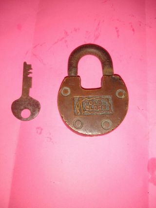 Vintage Old Glory Brass Padlock Lock Awesome Antique Coloration