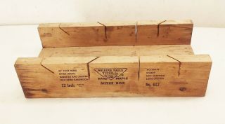 Vtg Millers Falls No.  612 12 " Hard Maple Wood Miter Box Woodworking Tool