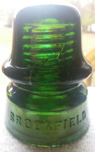 Awesome Vnm Amber Swirled Yellow Green Cd 162.  1 Brookfield Insulator