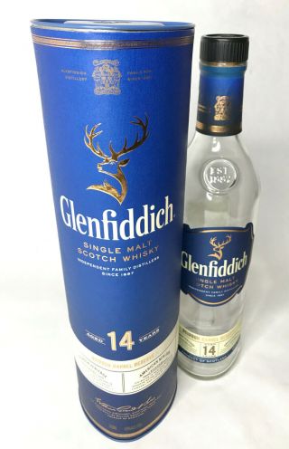 Glenfiddich 14 Year Single Malt Scotch Whisky Empty Bottle & Box 750 Ml Display