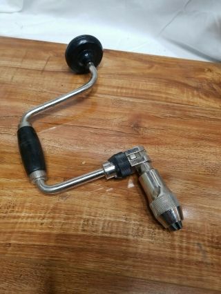 Vintage Antique Hand Crank Drill With Wood Handles