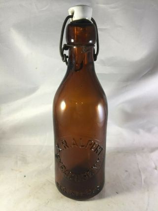Amber Blob Top Beer Bottle " K.  R.  Alpert / Syracuse,  N.  Y " Nos