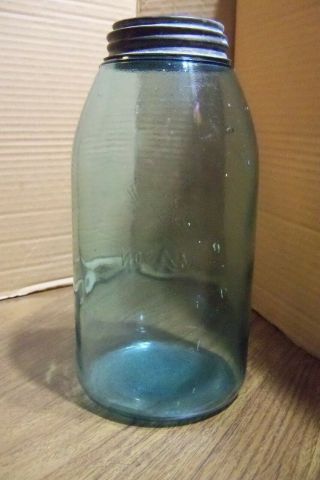 Vintage Half Gallon Size Aqua Ball Mason Fruit Jar - Great for Display or Use 2