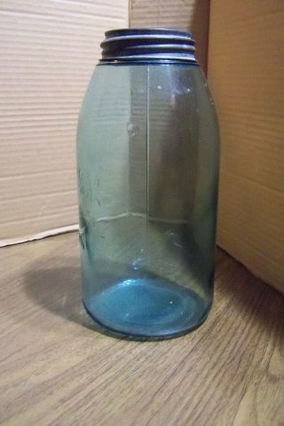 Vintage Half Gallon Size Aqua Ball Mason Fruit Jar - Great for Display or Use 3