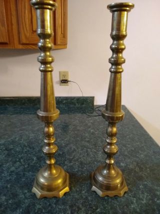 Antique Brass Candlestick Holders 24 Inches Tall