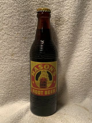 Full 10oz Mason’s Root Beer Acl Amber Soda Bottle Chicago,  Illinois
