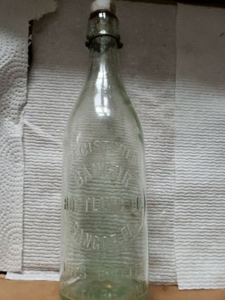 Bangor,  Pa/ Tall Aqua Blob Top Beer Soda Bottle/ Bangor Bottling Co/ Porcelain /