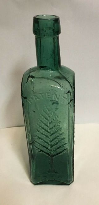Pine Tree Tar Cordial Bottle Phila Green Patent 1859 Lqc Wisharts Charity