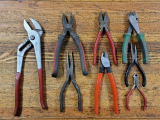 Vintage Tools Pliers Cutters Linemans Mechanics Automotive Shop Tools ☆usa