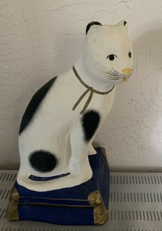 Vintage Fitz And Floyd Paper Mache White Cat Kitten Figure