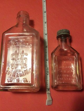 2 Hinds Honey And Almond Cream Portland,  Maine Embossed Clear Glass Bottles