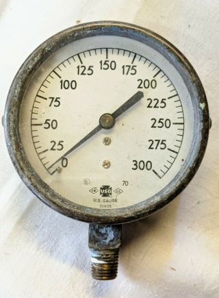 Vintage 0 - 300 U.  S.  Gauge Co.  Pressure Gauge Steampunk