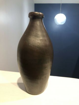 Vintage Brown Stoneware Bottle 8” Tall
