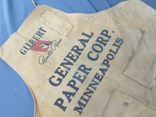 Vintage Cloth Brown Canvas Carpenters Apron Gilbert General Paper Co Minneapolis