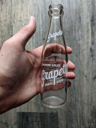 Vintage Grapette Soda Bottle 6 Oz 1947 Hastings Nebraska,  Camden Arkansas