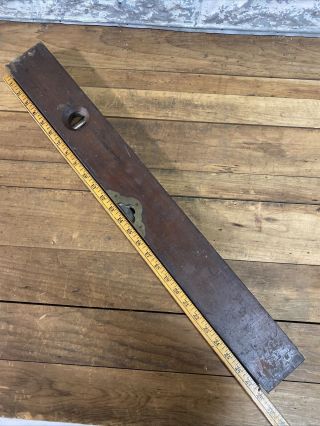 ANTIQUE STRATTON BROTHERS GREENFIELD MASS NO.  3 BRASS AND WOOD LEVEL 28” 3