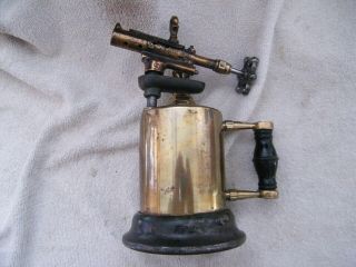 Antique Vintage 1902 CL Clayton & Lambert Brass Gas Soldering Blow Torch (crack) 3