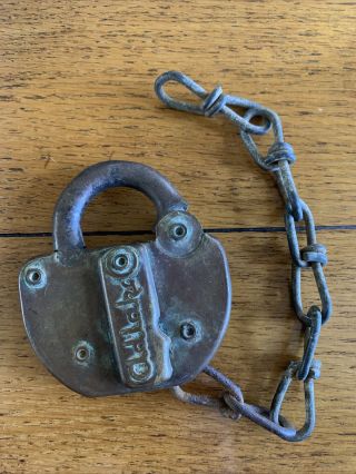 Vintage Collectible Brass Adlake Railroad Switch Lock Cta No Key Pat 2040482
