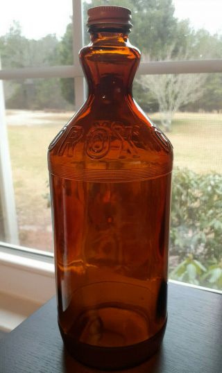Vintage Quart Clorox Empty Amber Brown Glass Embossed Bottle 1950 