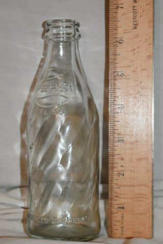 Rare Vintage Pepsi - Cola 7 Oz Clear Glass Pepsi Soda Pop Bottle