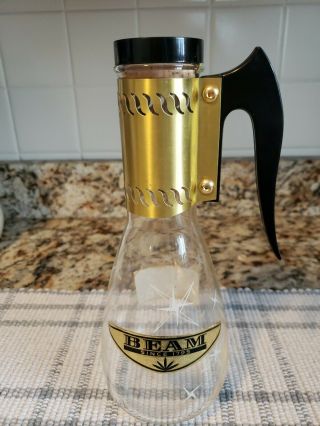Vintage 1963 Mcm Jim Beam Atomic Star Glass Liquor Bottle Coffee Pot Carafe